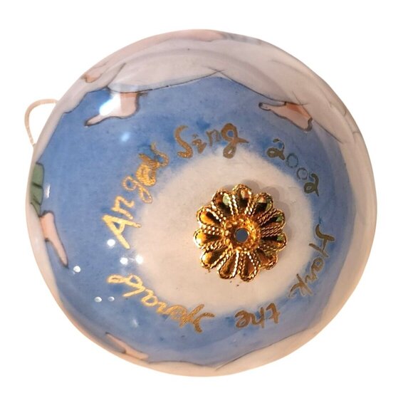 Pier One Cherub Christmas Ornament glass ball Purple Box Vtg 2002 celestial - Picture 3 of 8